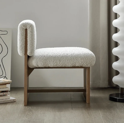 PRIMARIO Chaise & Fauteuil d'appoint en bois et Bouclette moderne